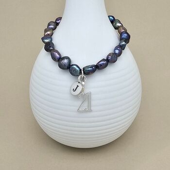 Personalised Black Pearl Birthday Charm Bracelet, 5 of 7