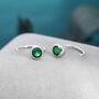 Emerald Green 4mm Cz Huggie Hoop Earrings, thumbnail 8 of 11