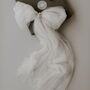 Bridal Ivory Pearl Cluster Soft Tulle Bow Veil, thumbnail 3 of 8