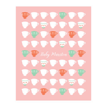 Tea Party Baby Shower Personalised Guest Book Print, 3 of 5