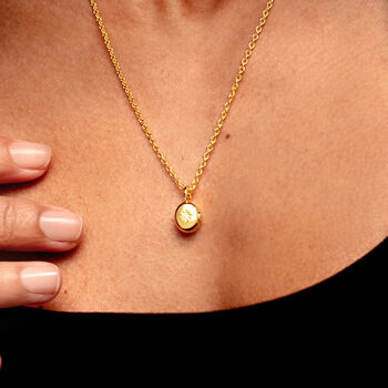 Tiny Crystal Oval Urn Ashes Necklace – 18 K Gold Plated, 4 of 8