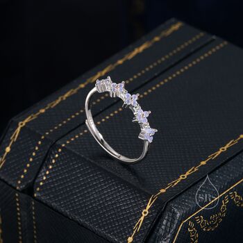Sterling Silver Cz Hydrangea Half Eternity Ring, 2 of 12
