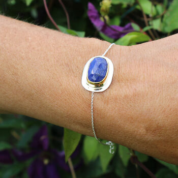 Lapis Lazuli Gemstone Sterling Silver Bracelet, 4 of 7