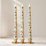 Set Of Three Painted Taper Candles With Folk Print, thumbnail 1 of 6