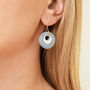 Cream And Blue Stripey Circular Earrings, thumbnail 2 of 6
