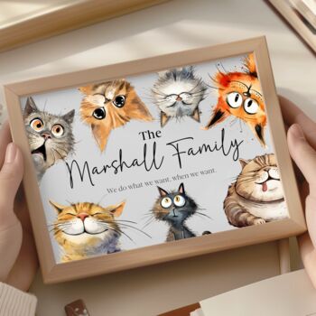 Personalised Peeking Cats Family Print – Funny Custom Wall Art, 4 of 6