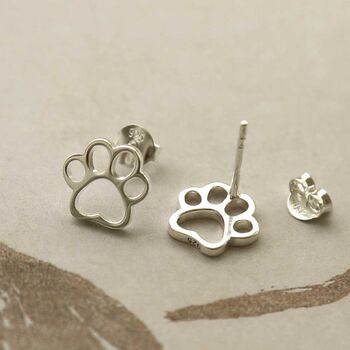 Sterling Silver Paw Print Studs, 5 of 9