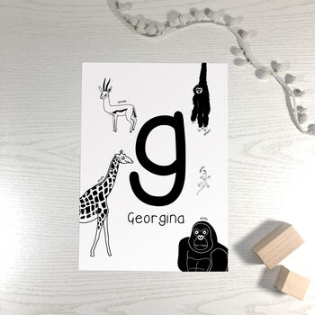 Personalised Animal Alphabet Letter Print, 3 of 6
