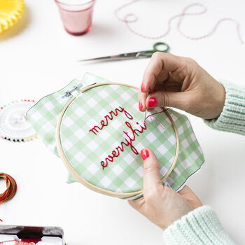 Merry Everything Gingham Embroidery Hoop Kit, 6 of 10