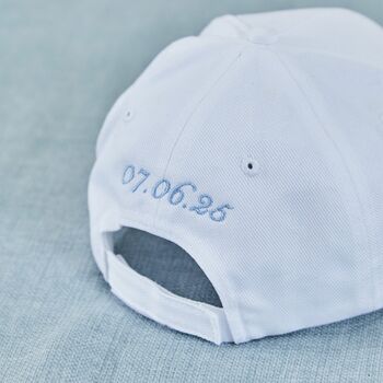 Personalised Something Blue Wife Of The Party White Cap, 3 of 3