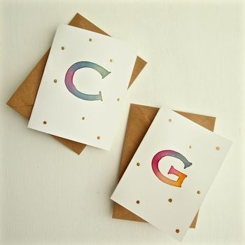 Personalised Handmade Initial Gold Leaf Dot Card, 6 of 7