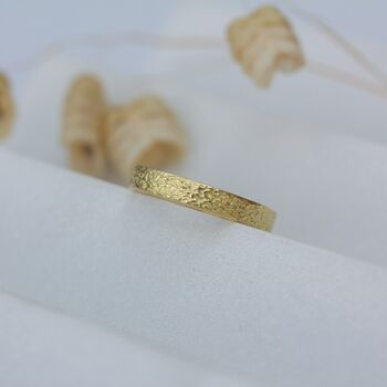 Ocean Waves Ripples Solid Gold Textured Wedding Ring, 7 of 8