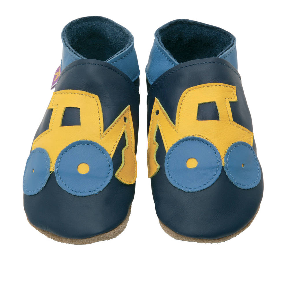 Boys Soft Leather Baby Shoes Digger Navy