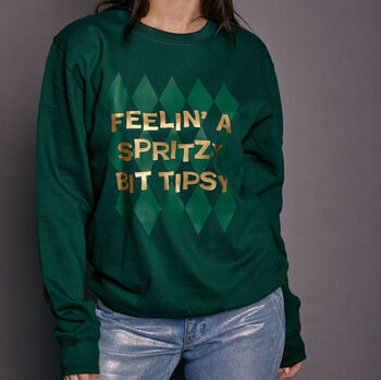 Spritzy Bit Tipsy Slogan Christmas Sweatshirt, 3 of 8