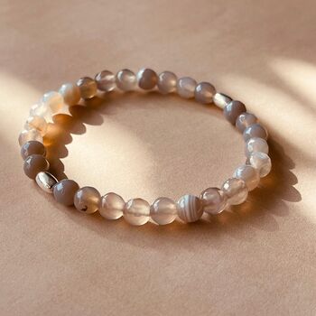Grey Banded Agate Gemstone Bracelet, 3 of 5