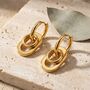 Oval Charm Hoop Earrings Gold, thumbnail 10 of 10