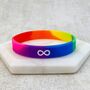 Autism Rainbow Infinity Silicone Wristband Bracelet, thumbnail 1 of 6