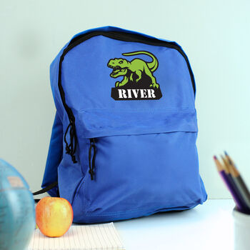 Personalised Dinosaur Blue Backpack, 2 of 5