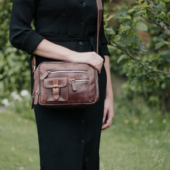Leather Pocket Shoulder Bag, Distressed Brown, 2 of 6