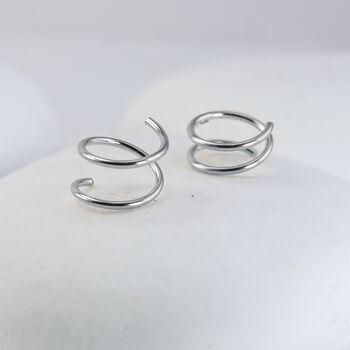 Illusion Hoop Earrings In Sterling Silver, 7 of 9
