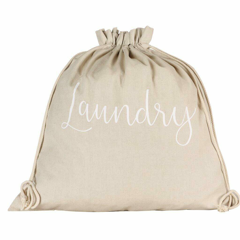 Personalised Cotton Drawstring Laundry Bag By Dibor