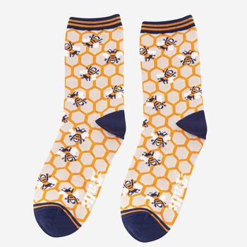 Women' Bee And Honeycomb Bamboo Socks, 5 of 5