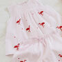 Girl's Personalised Pink Flamingo Cotton Pyjamas, thumbnail 2 of 4