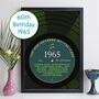 Personalised 60th Birthday Print Year 1965 Music Gift, thumbnail 1 of 12