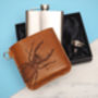 Personalised Leather Hip Flask With Stag Beetle, thumbnail 3 of 8