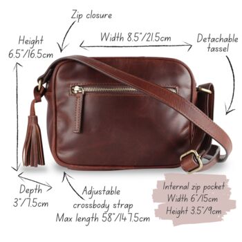 Leather Camera Cross Body Bag, Distressed Brown, 5 of 5