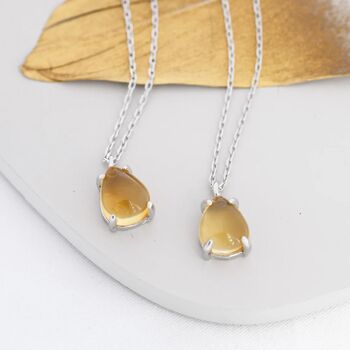 Genuine Yellow Citrine Droplet Necklace Sterling Silver, 2 of 11