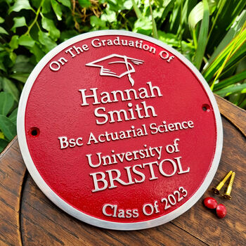 Personalised Round Graduation Heritage Aluminium Gift Plaque, 2 of 4