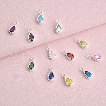 Sterling Silver Teardrop Birthstone Charms, 3 of 5