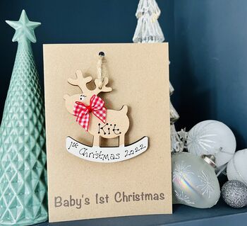 Personalised 1st Christmas Reindeer Card Decoration, 5 of 11