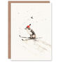 Santa Hat Collie Skiing Dog Lover Xmas Christmas Card, thumbnail 1 of 4