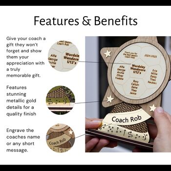 Personalised Football Coach Thank You Trophy Gift From Team, 2 of 7