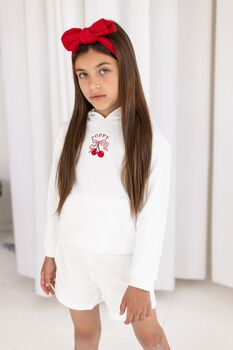 Child's Embroidered Summer Cherry Personalised Mini Me Matching Hoodie Jumper, 5 of 7
