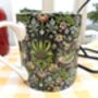 Jumbo Mug In Black Strawberry Thief Design, thumbnail 5 of 7