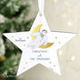 Personalised The Snowman Gold Moon Wooden Star Christmas Tree Decoration, thumbnail 2 of 4