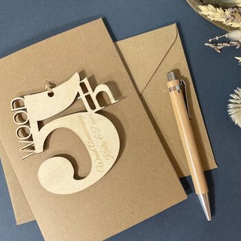 Personalised 5th Wood Wedding Anniversary Card, 5 of 10