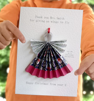 Teacher Christmas Paper Decoration Thank You Card, 2 of 4