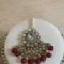 Indian Kundan Silver Maroon Pearl Mala Set, thumbnail 6 of 9