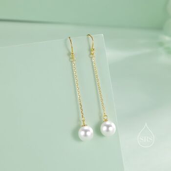 Mother Of Pearl Drop Hook Earrings In Sterling Silver, 3 of 11