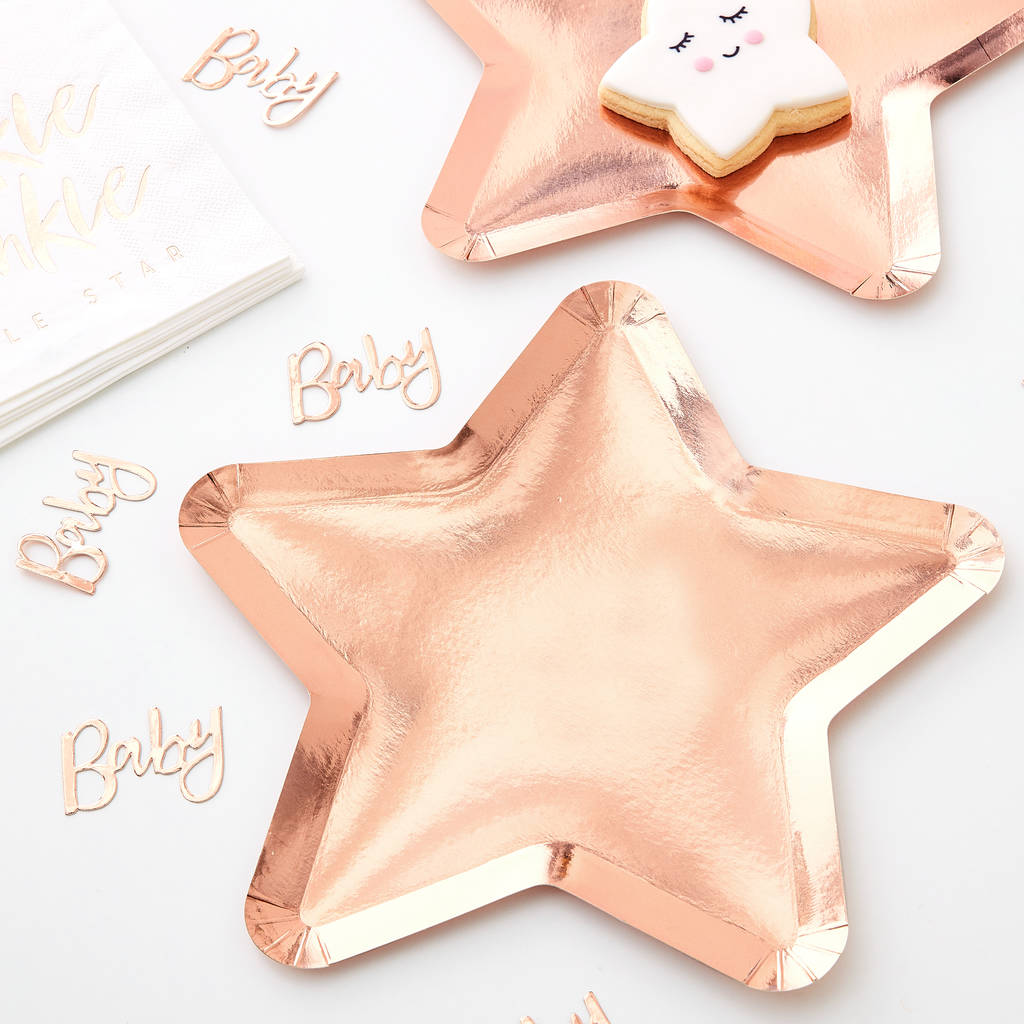 Rose Gold Foiled Star Shaped Party Paper Plates, 1 of 3