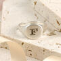Personalised Initial Round Silver Signet Ring, thumbnail 3 of 12
