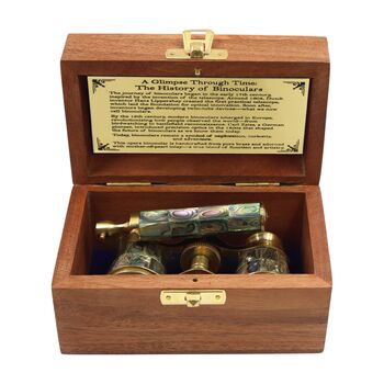 Mother Of Pearl Abalone Opera Glasses With Wooden Box, 8 of 8