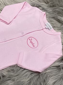Personalised Embroidered Baby Sleepsuit, 5 of 8