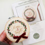 “Merry And Bright” Wreath With Velvet Bow Beginner Embroidery Kit, Hand Embroidery, thumbnail 4 of 6