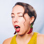 Red Chilli Pepper Glitter Earrings, thumbnail 2 of 3