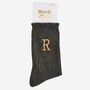 Women's Glitter Socks Black Gold Initial 'R', thumbnail 5 of 5